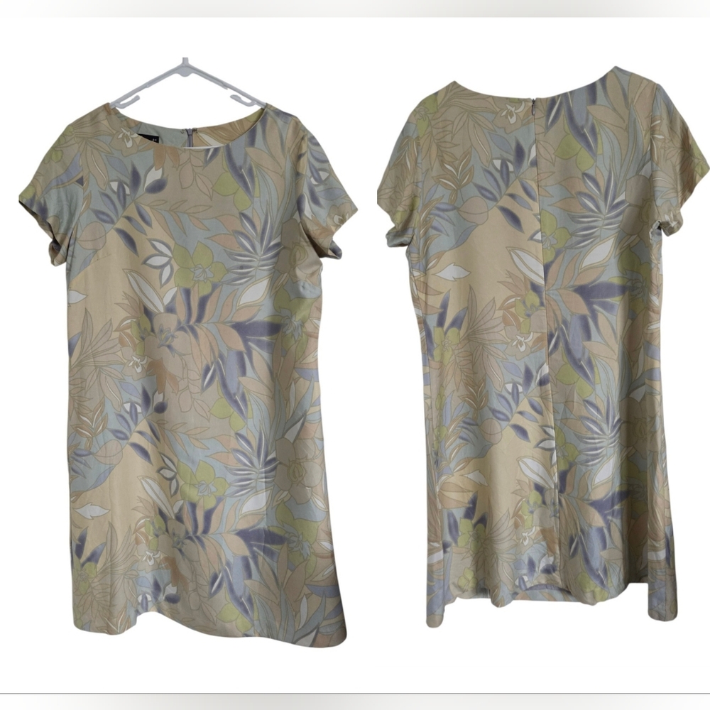 Tori Richard 100% Silk Floral Shift Hawaiian Dress‎ XL Tropical Resort Pastel